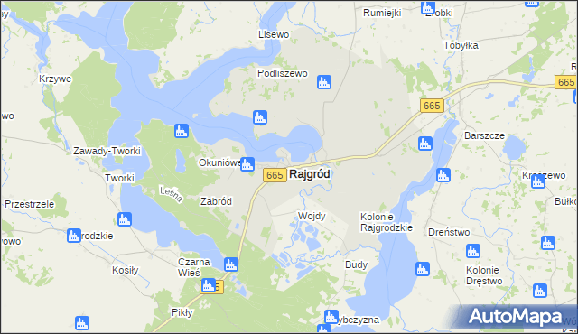 mapa Rajgród powiat grajewski, Rajgród powiat grajewski na mapie Targeo