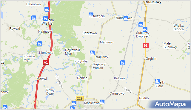 mapa Rajkowy, Rajkowy na mapie Targeo