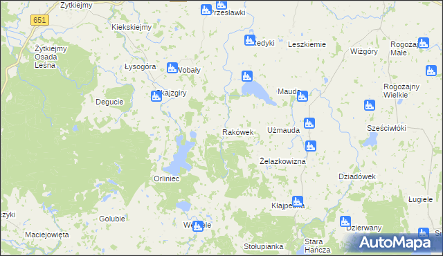 mapa Rakówek gmina Dubeninki, Rakówek gmina Dubeninki na mapie Targeo