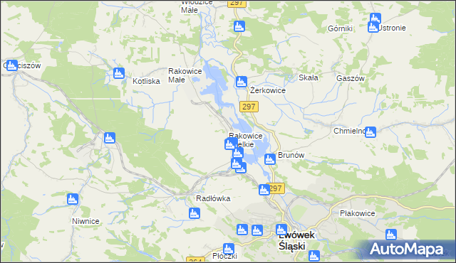 mapa Rakowice Wielkie, Rakowice Wielkie na mapie Targeo