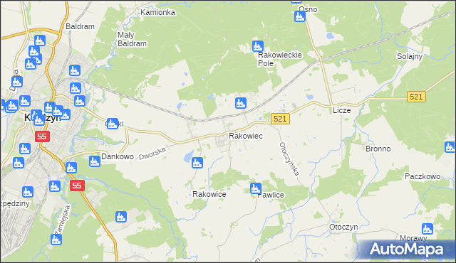 mapa Rakowiec gmina Kwidzyn, Rakowiec gmina Kwidzyn na mapie Targeo