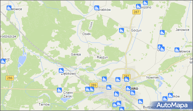 mapa Raszyn gmina Lubsko, Raszyn gmina Lubsko na mapie Targeo
