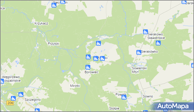 mapa Ratajki gmina Sianów, Ratajki gmina Sianów na mapie Targeo