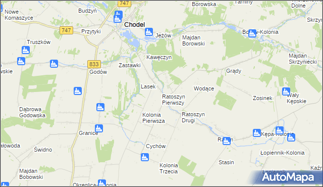 mapa Ratoszyn Pierwszy, Ratoszyn Pierwszy na mapie Targeo