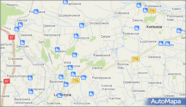 mapa Rawałowice, Rawałowice na mapie Targeo