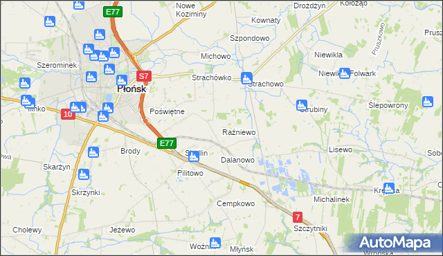 mapa Raźniewo, Raźniewo na mapie Targeo