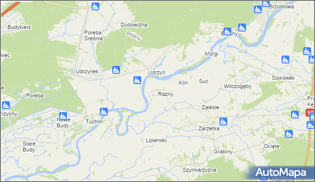 mapa Rażny, Rażny na mapie Targeo