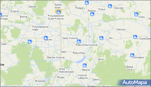 mapa Rdzuchów-Kolonia, Rdzuchów-Kolonia na mapie Targeo