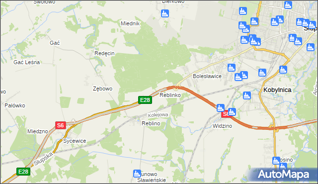 mapa Reblinko, Reblinko na mapie Targeo