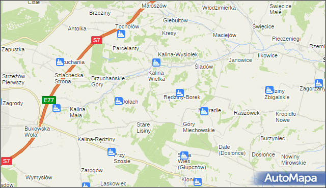 mapa Rędziny-Borek, Rędziny-Borek na mapie Targeo