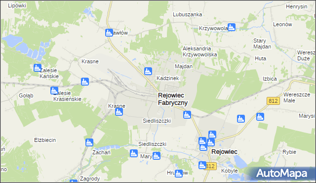 mapa Rejowiec Fabryczny, Rejowiec Fabryczny na mapie Targeo