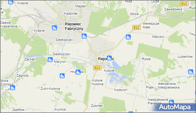 mapa Rejowiec powiat chełmski, Rejowiec powiat chełmski na mapie Targeo