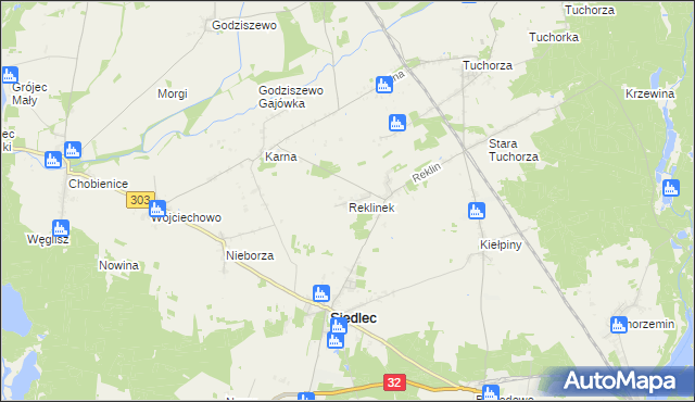 mapa Reklinek, Reklinek na mapie Targeo