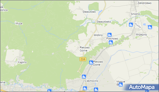 mapa Rekowo Górne, Rekowo Górne na mapie Targeo