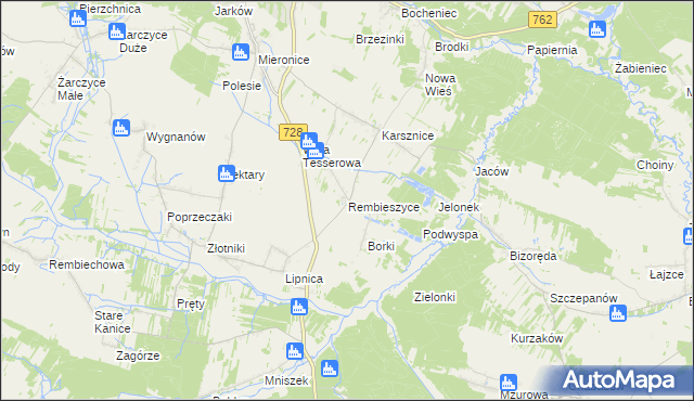 mapa Rembieszyce, Rembieszyce na mapie Targeo