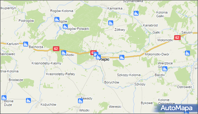 mapa Repki powiat sokołowski, Repki powiat sokołowski na mapie Targeo