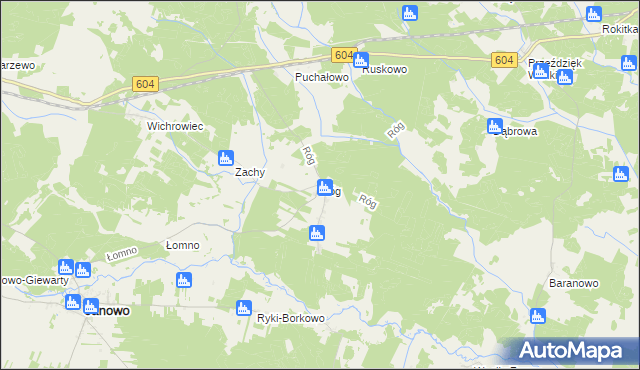 mapa Róg gmina Janowo, Róg gmina Janowo na mapie Targeo