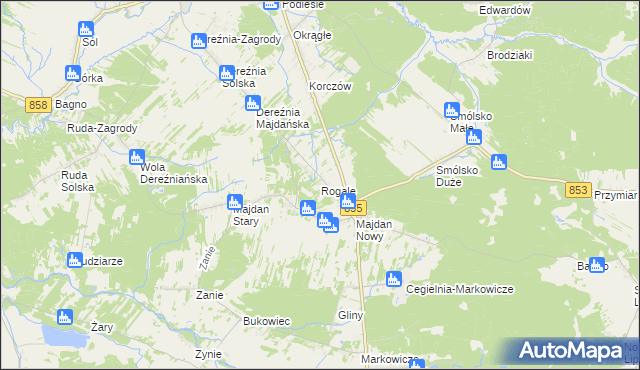 mapa Rogale gmina Księżpol, Rogale gmina Księżpol na mapie Targeo