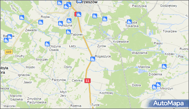 mapa Rogaszyce gmina Ostrzeszów, Rogaszyce gmina Ostrzeszów na mapie Targeo