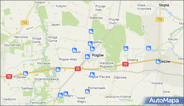 mapa Rogów powiat brzeziński, Rogów powiat brzeziński na mapie Targeo