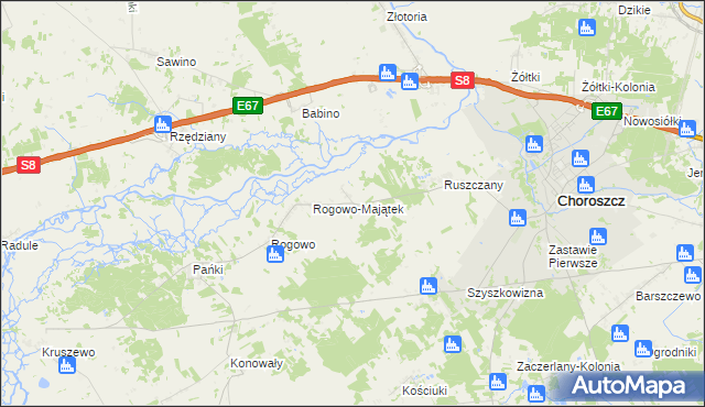 mapa Rogówek gmina Choroszcz, Rogówek gmina Choroszcz na mapie Targeo