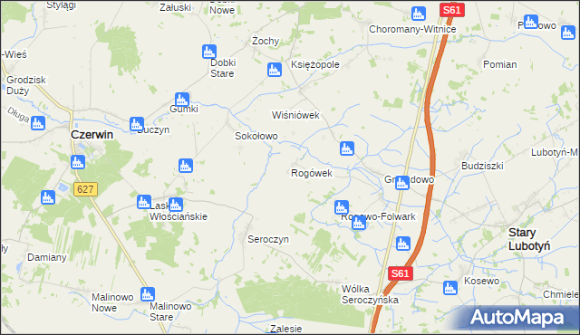 mapa Rogówek gmina Stary Lubotyń, Rogówek gmina Stary Lubotyń na mapie Targeo