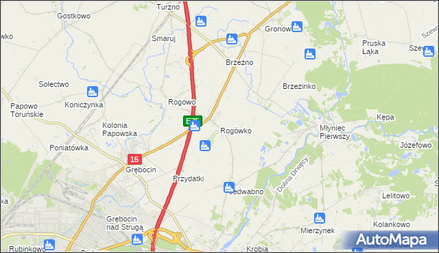 mapa Rogówko gmina Lubicz, Rogówko gmina Lubicz na mapie Targeo