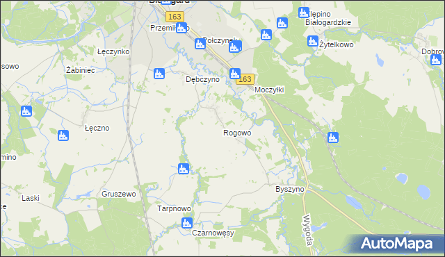 mapa Rogowo gmina Białogard, Rogowo gmina Białogard na mapie Targeo