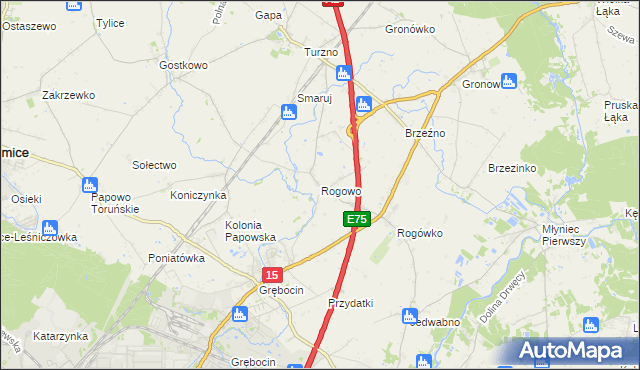 mapa Rogowo gmina Lubicz, Rogowo gmina Lubicz na mapie Targeo