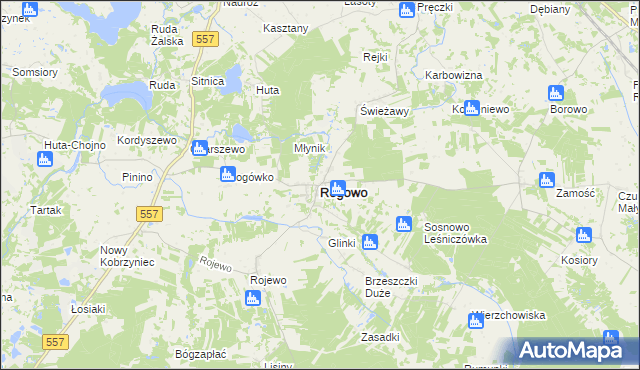 mapa Rogowo powiat rypiński, Rogowo powiat rypiński na mapie Targeo