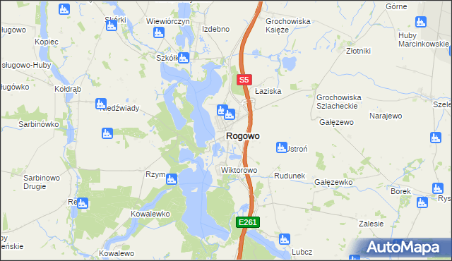 mapa Rogowo powiat żniński, Rogowo powiat żniński na mapie Targeo