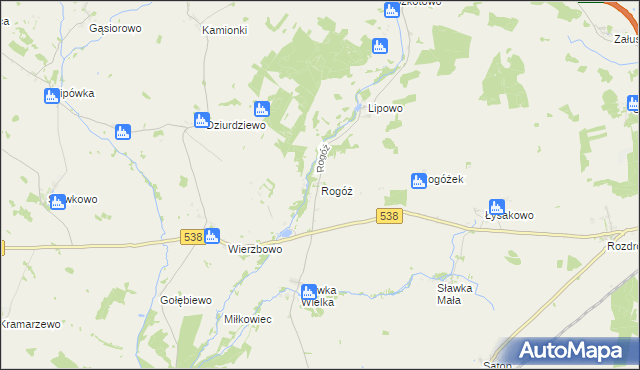 mapa Rogóż gmina Kozłowo, Rogóż gmina Kozłowo na mapie Targeo