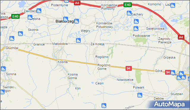 mapa Rogóżno, Rogóżno na mapie Targeo