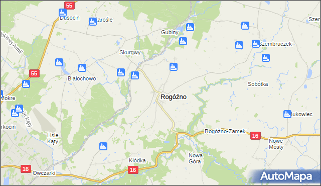 mapa Rogóźno powiat grudziądzki, Rogóźno powiat grudziądzki na mapie Targeo