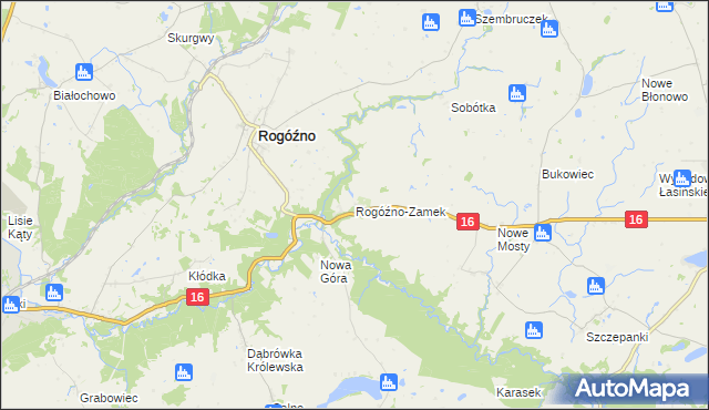 mapa Rogóźno-Zamek, Rogóźno-Zamek na mapie Targeo