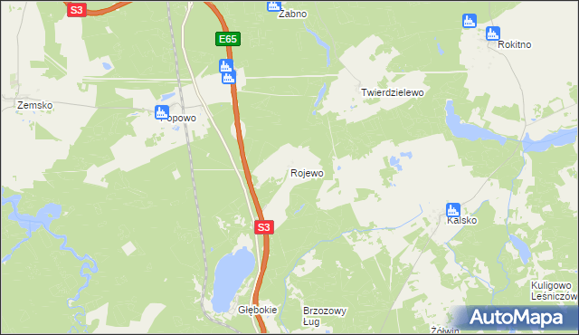 mapa Rojewo gmina Międzyrzecz, Rojewo gmina Międzyrzecz na mapie Targeo