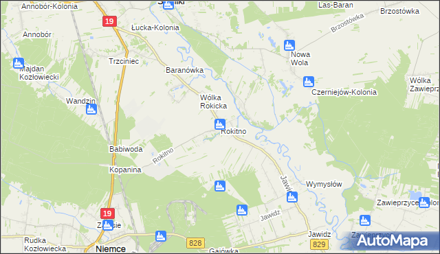 mapa Rokitno gmina Lubartów, Rokitno gmina Lubartów na mapie Targeo