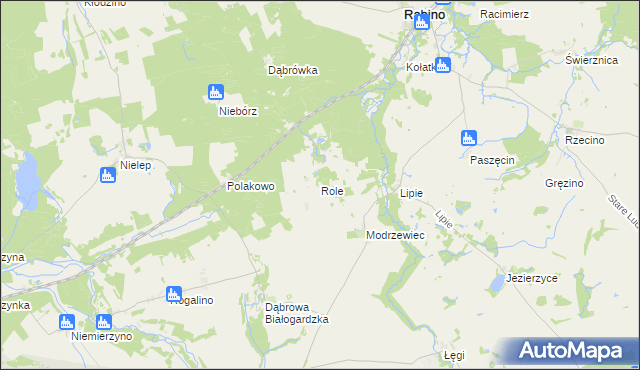 mapa Role gmina Rąbino, Role gmina Rąbino na mapie Targeo