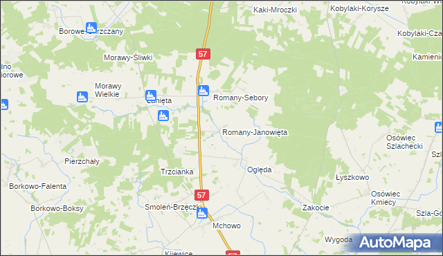 mapa Romany-Janowięta, Romany-Janowięta na mapie Targeo