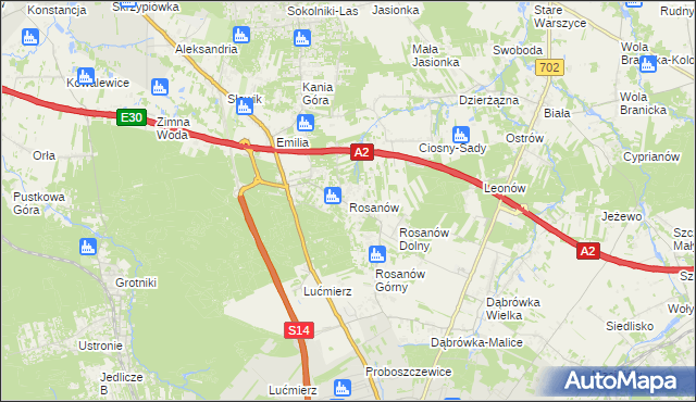 mapa Rosanów, Rosanów na mapie Targeo