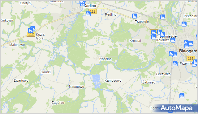 mapa Rościno, Rościno na mapie Targeo