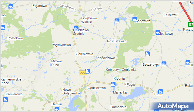 mapa Rościszewo gmina Trąbki Wielkie, Rościszewo gmina Trąbki Wielkie na mapie Targeo