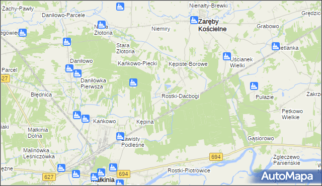 mapa Rostki-Daćbogi, Rostki-Daćbogi na mapie Targeo