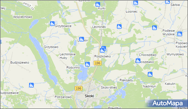 mapa Roszkówko gmina Skoki, Roszkówko gmina Skoki na mapie Targeo