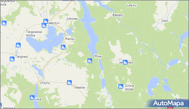 mapa Rów gmina Dźwierzuty, Rów gmina Dźwierzuty na mapie Targeo