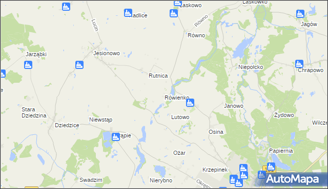 mapa Rówienko gmina Barlinek, Rówienko gmina Barlinek na mapie Targeo
