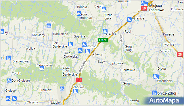 mapa Równe gmina Dukla, Równe gmina Dukla na mapie Targeo