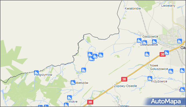 mapa Równe gmina Głubczyce, Równe gmina Głubczyce na mapie Targeo