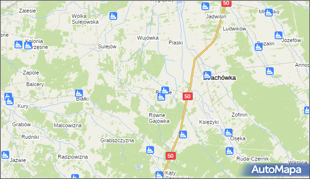 mapa Równe gmina Strachówka, Równe gmina Strachówka na mapie Targeo