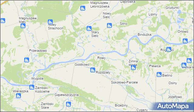 mapa Rowy gmina Obryte, Rowy gmina Obryte na mapie Targeo